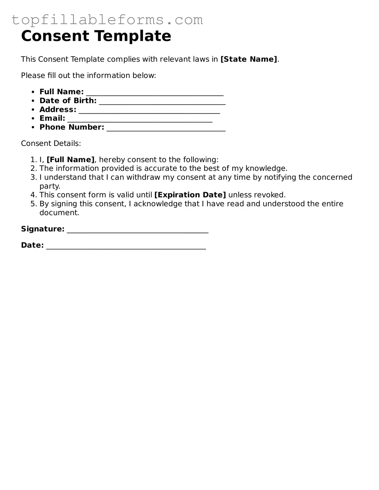 Free Consent Form