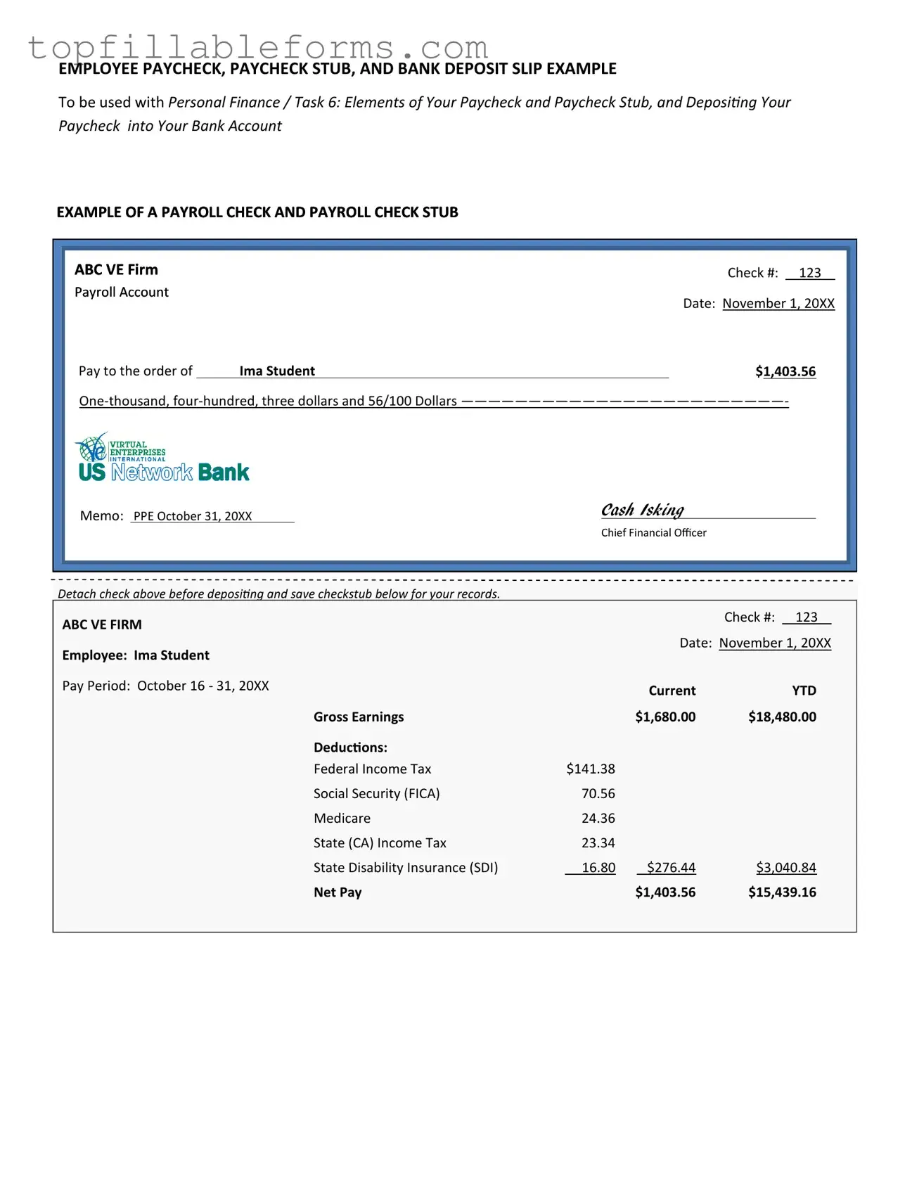Printable Payroll Check Form in PDF