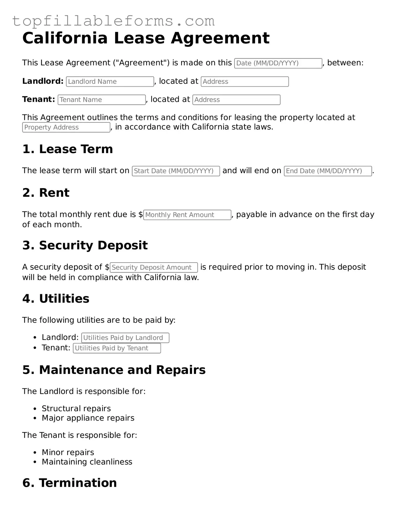 Attorney-Verified Lease Agreement Template for California