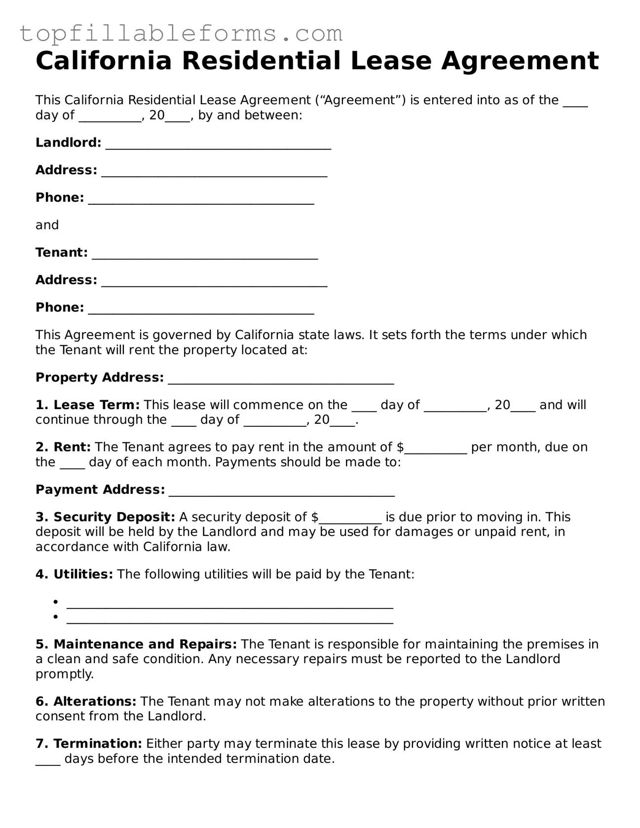 Attorney-Verified  Residential Lease Agreement Template for California
