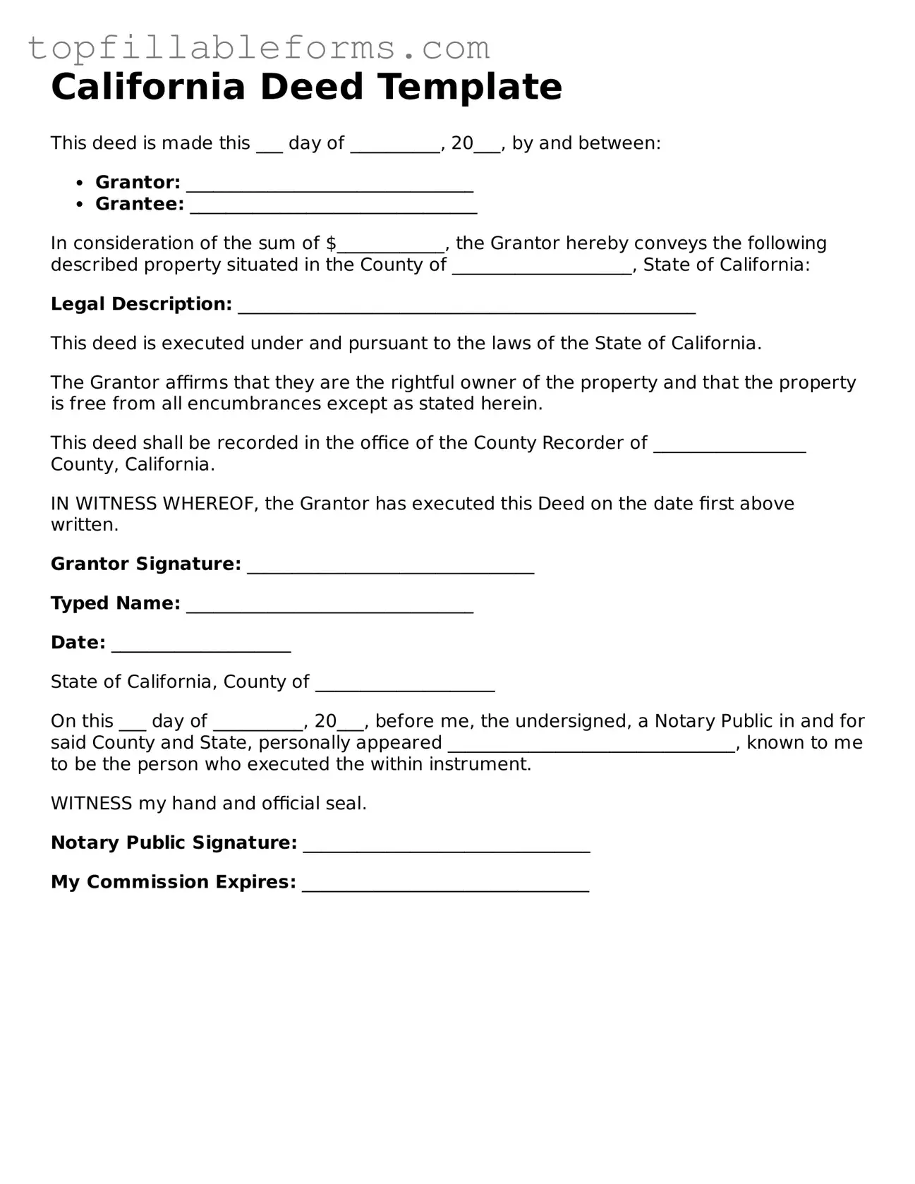 Attorney-Verified  Deed Template for California