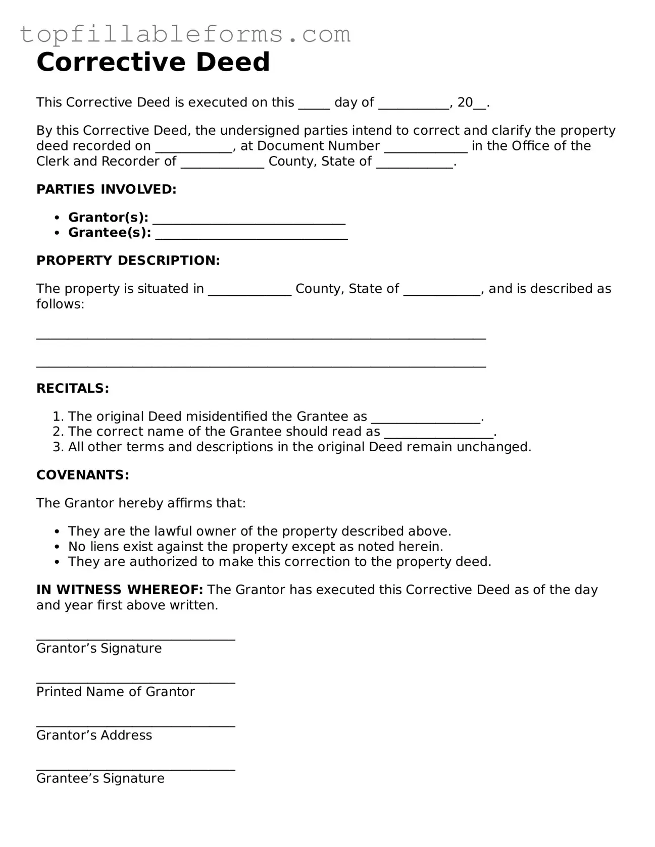 Free Corrective Deed Form