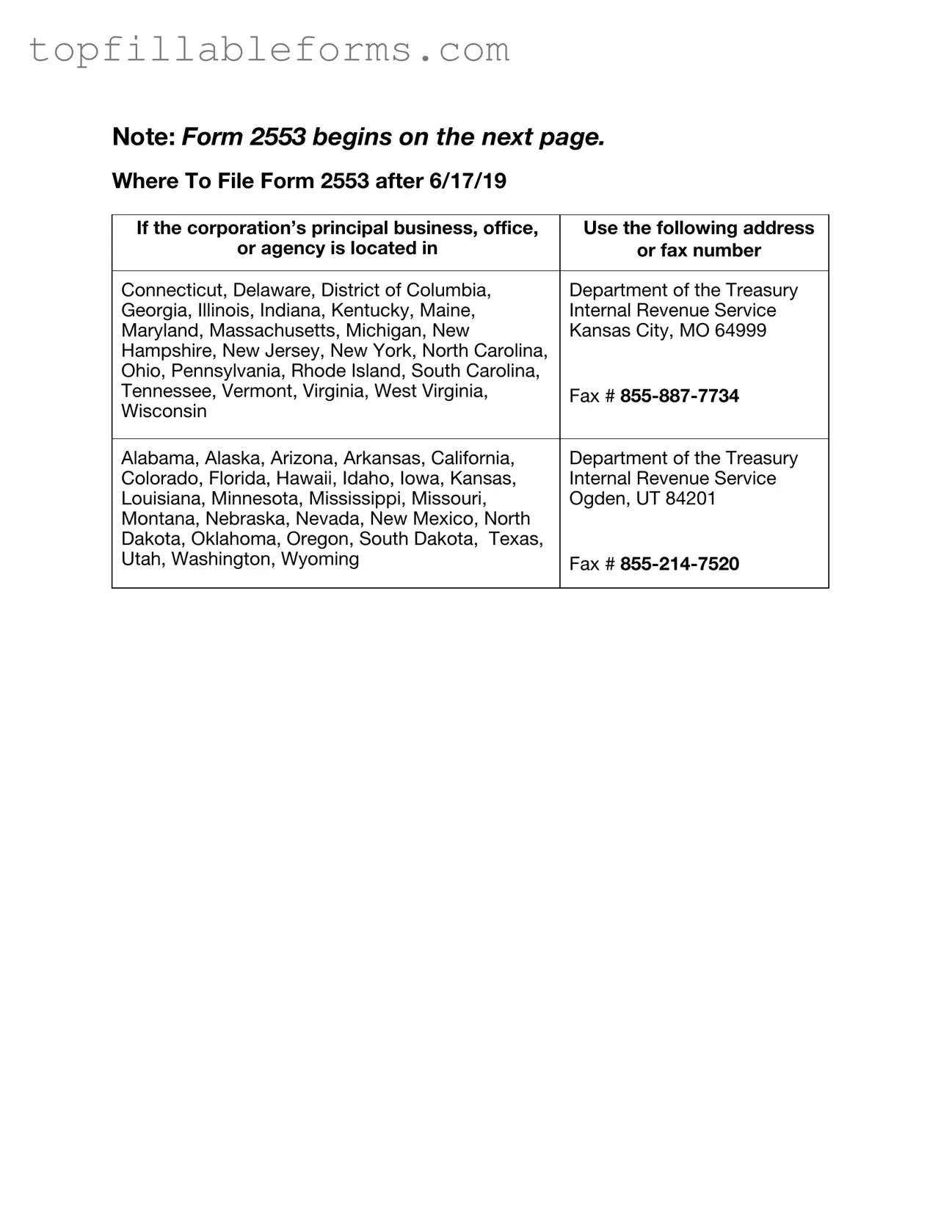 Printable IRS 2553 Form in PDF