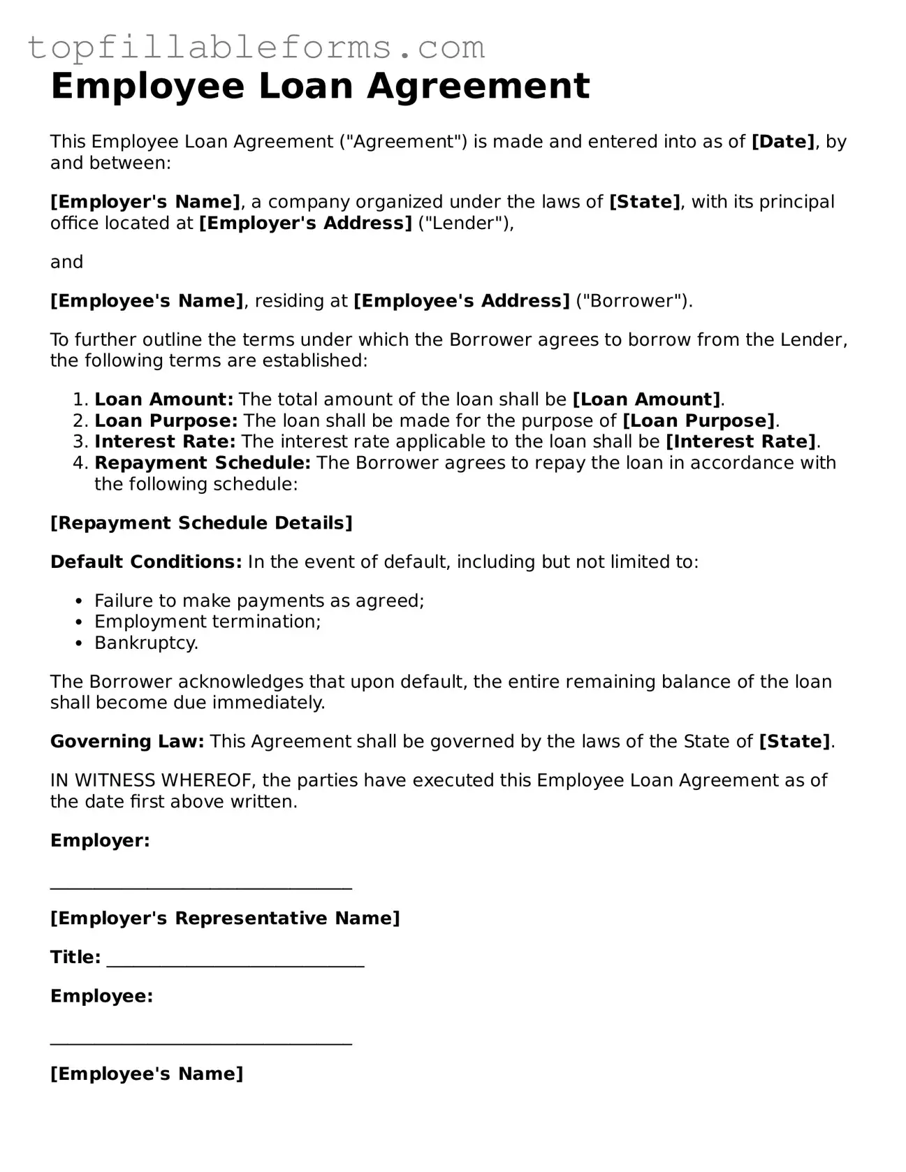 Free Employee Loan Agreement Form