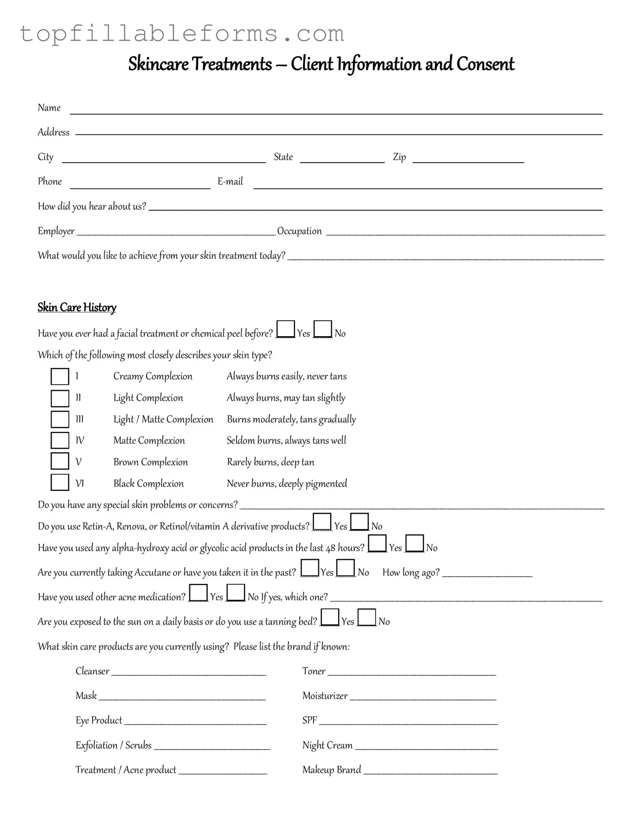 Printable Facial Consent Form in PDF