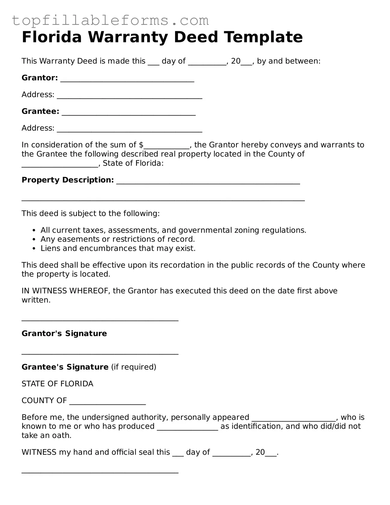 Attorney-Verified  Deed Template for Florida