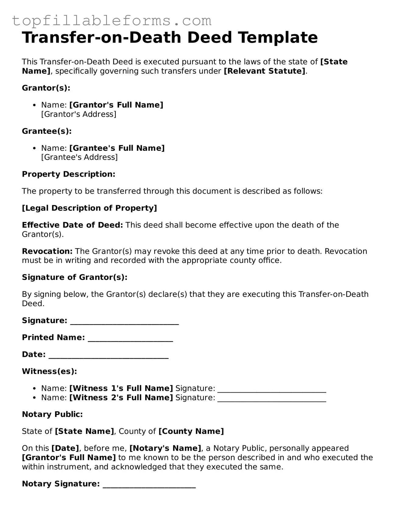 Free Transfer-on-Death Deed Form