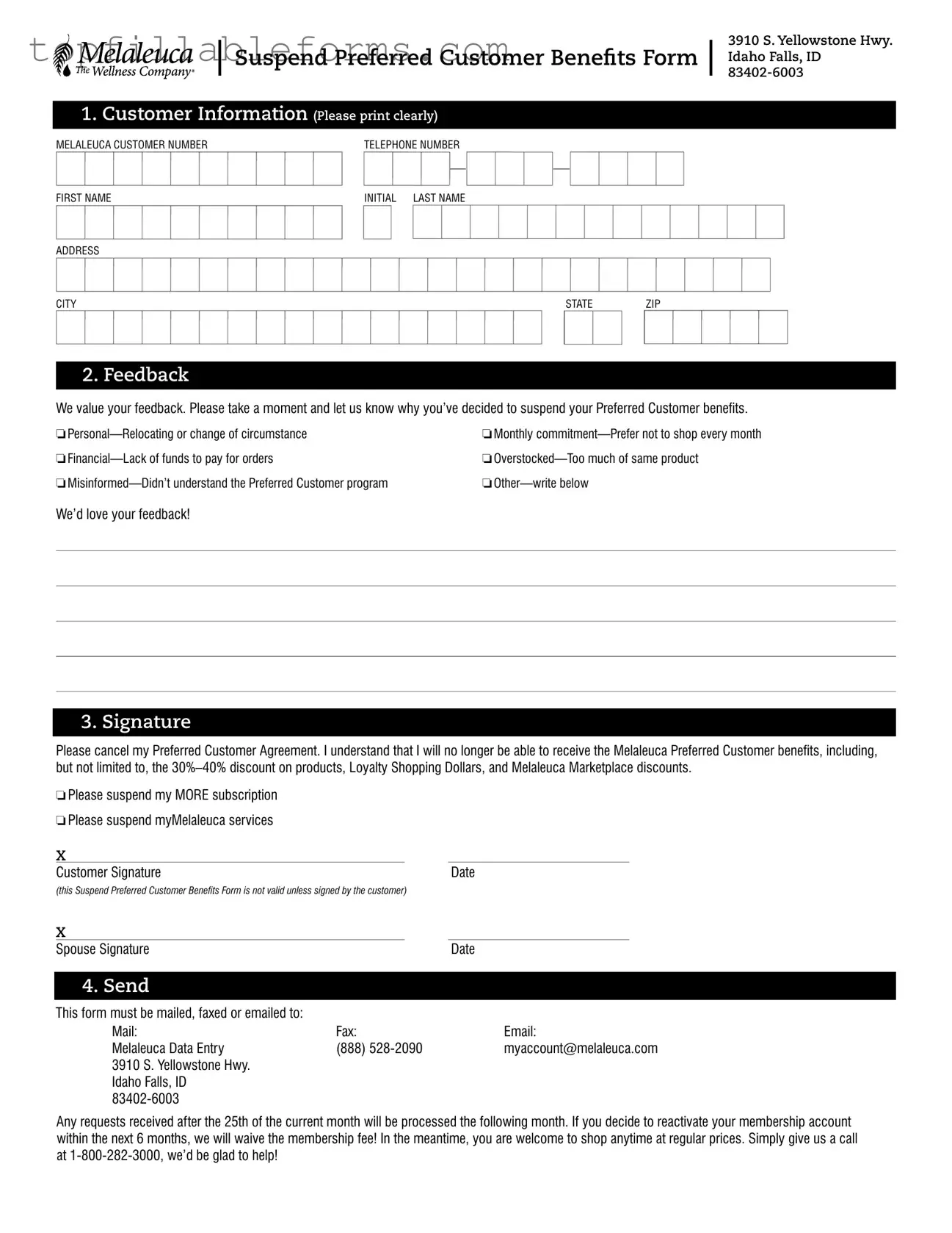 Printable Melaleuca Cancellation Form in PDF