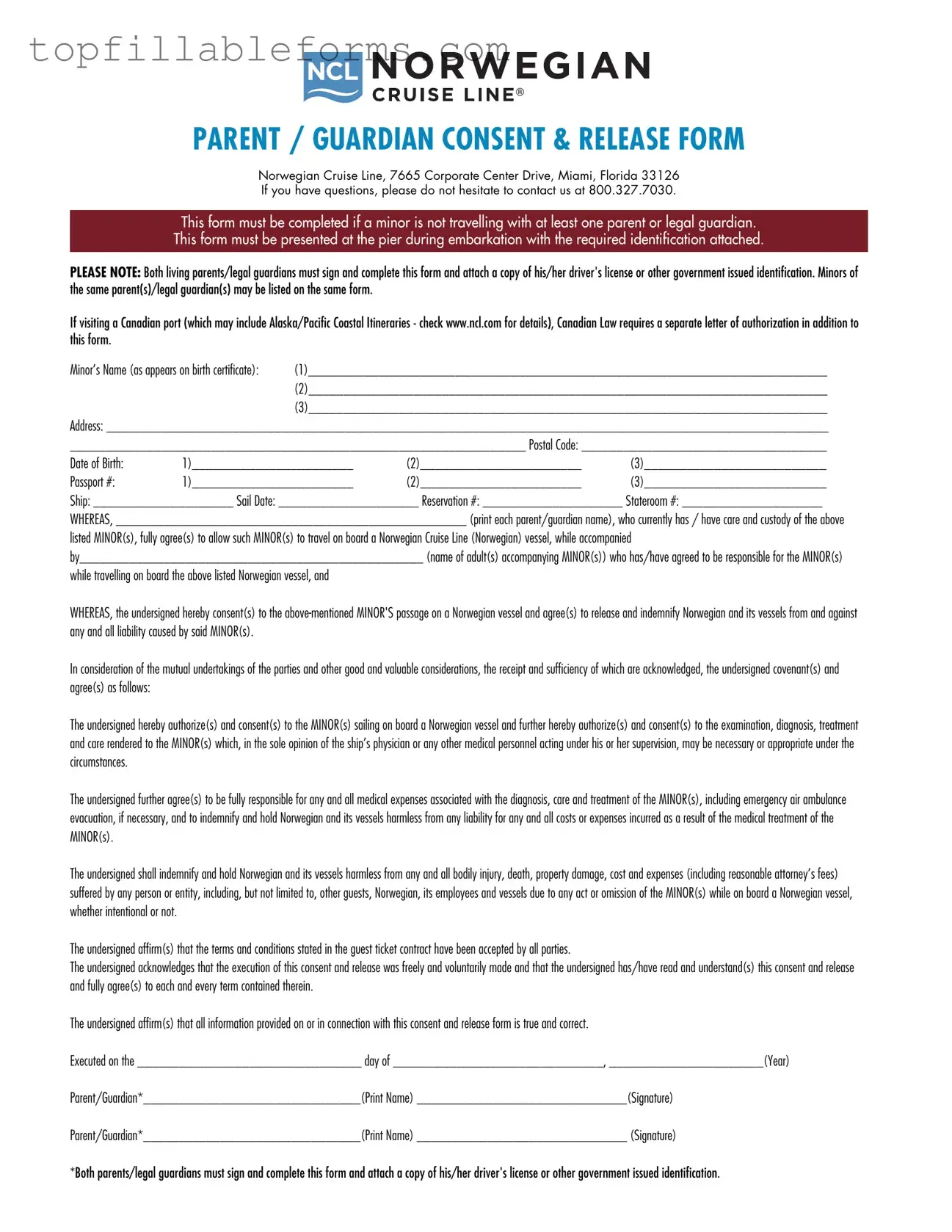 Printable NCL Parental Consent Form in PDF