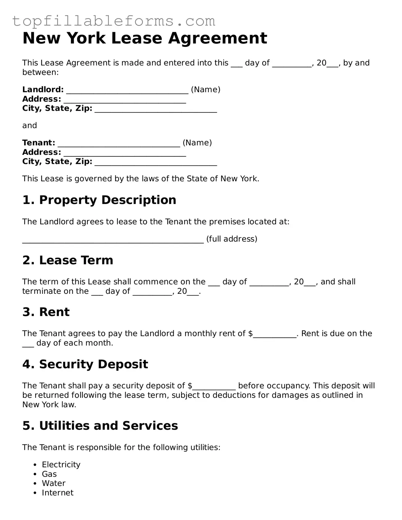 Attorney-Verified  Lease Agreement Template for New York
