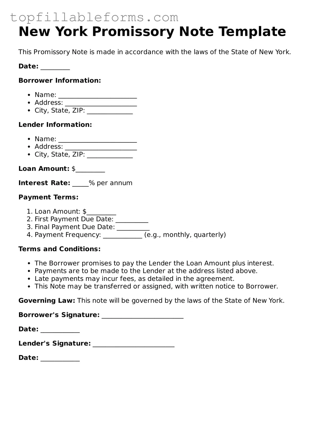 Attorney-Verified  Promissory Note Template for New York