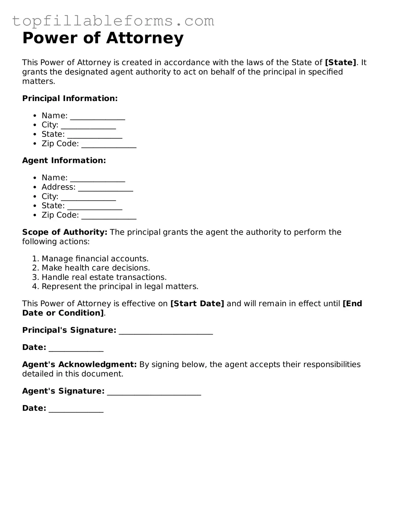 Free Power of Attorney Form