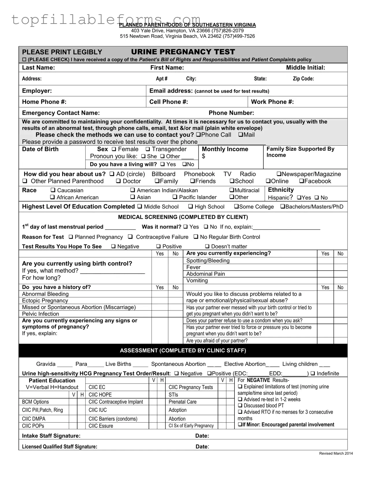 Printable Planned Parenthood Proof Form in PDF