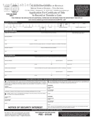 Printable Alabama Mvt 20 1 Form in PDF