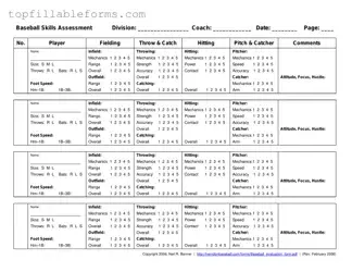Printable Baseball Assessment Form in PDF