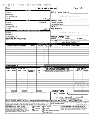 Printable Bill of Lading with a Supplement Form in PDF