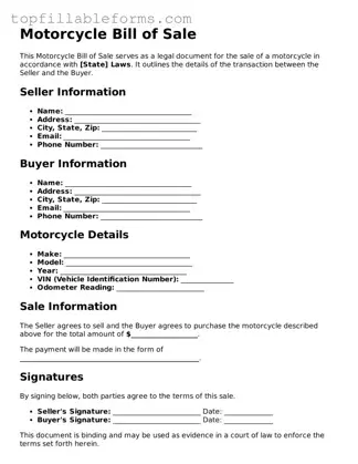 Free Motorcycle Bill of Sale Form