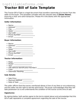 Free Tractor Bill of Sale Form
