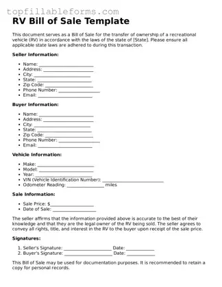 Free RV Bill of Sale Form