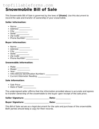 Free Snowmobile Bill of Sale Form