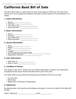 Attorney-Verified  Boat Bill of Sale Template for California