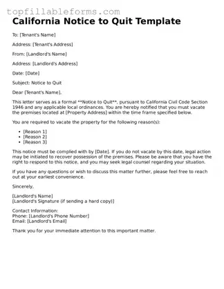 Attorney-Verified Notice to Quit Template for California