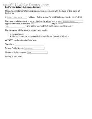 Attorney-Verified  Notary Acknowledgement Template for California