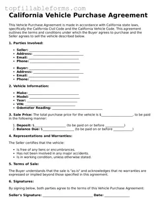 Attorney-Verified  Vehicle Purchase Agreement Template for California