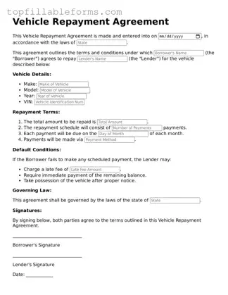 Free Vehicle Repayment Agreement Form