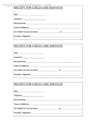 Printable Childcare Receipt Form in PDF