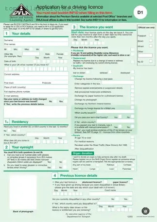 Printable D1 Dvla Form in PDF