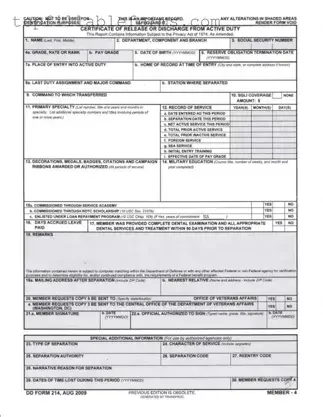 Printable Dd 214 Form in PDF