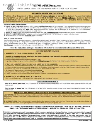Printable DS-11 U.S. Passport application Form in PDF