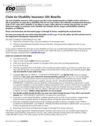 Printable EDD DE 2501 Form in PDF