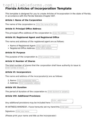 Attorney-Verified  Articles of Incorporation Template for Florida