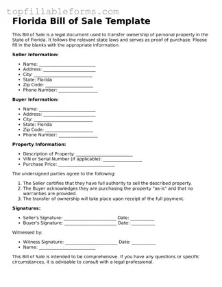 Attorney-Verified  Bill of Sale Template for Florida