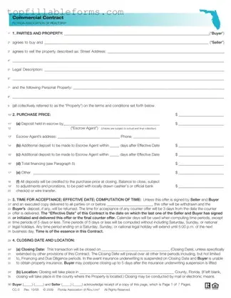 Printable Florida Commercial Contract Form in PDF