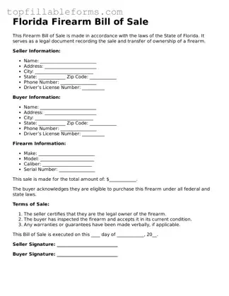 Attorney-Verified  Firearm Bill of Sale Template for Florida