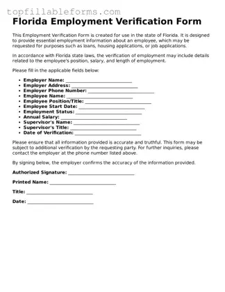 Attorney-Verified  Employment Verification Template for Florida