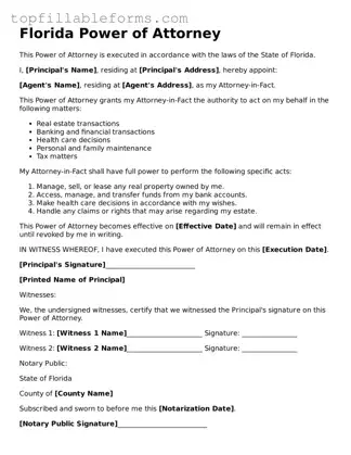 Attorney-Verified  Power of Attorney Template for Florida