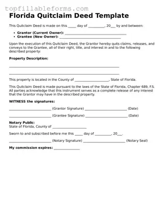 Attorney-Verified  Quitclaim Deed Template for Florida