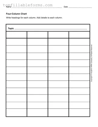 Printable Four Column Chart Form in PDF