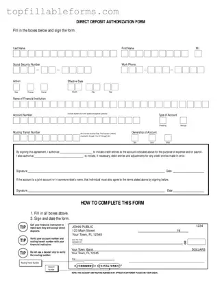 Printable Generic Direct Deposit Form in PDF