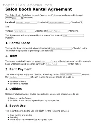 Free Salon Booth Rental Agreement Form