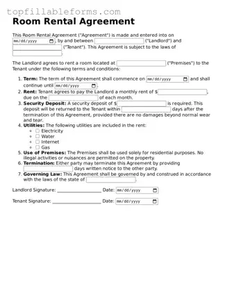 Free Room Rental Agreement Form
