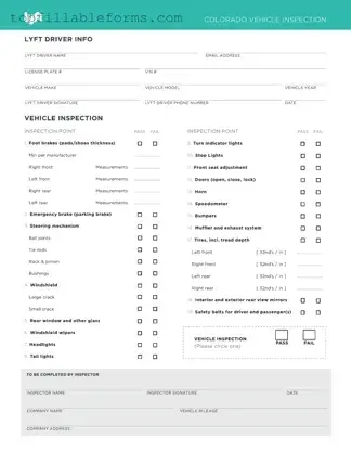 Printable Lyft Inspection Form in PDF
