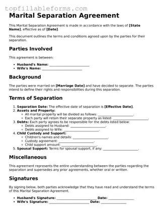 Free Marital Separation Agreement Form