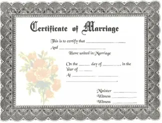 Printable Marriage Certificate Form in PDF