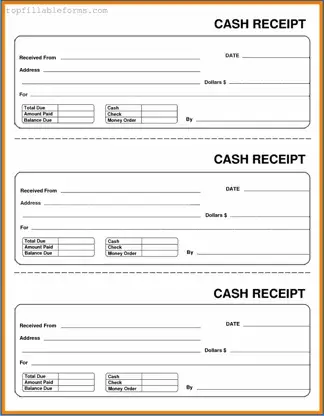 Printable Cash Receipt Form in PDF