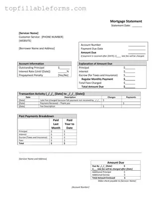 Printable Mortgage Statement Form in PDF